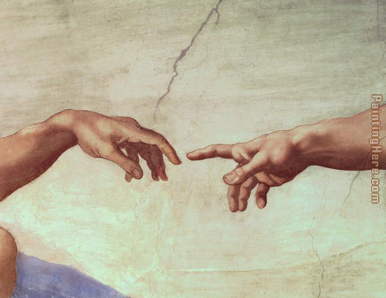 The Creation of Adam hand painting - Michelangelo Buonarroti The Creation of Adam hand art painting
